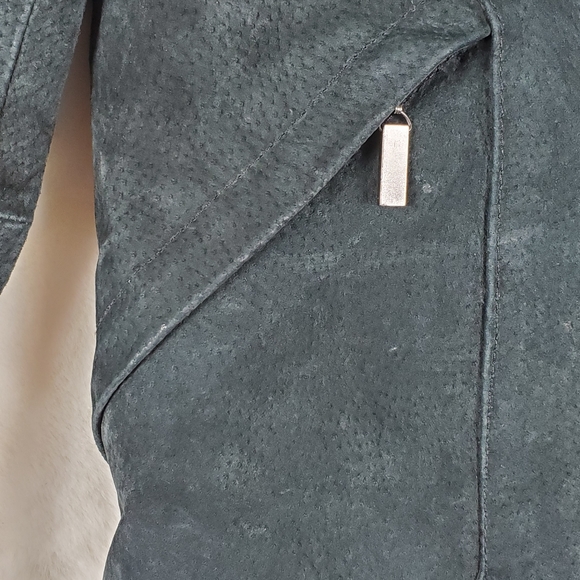 VTG Austin Clothing Womens Small Biker Jacket Black Leather Zip Moto Retro - Picture 10 of 11